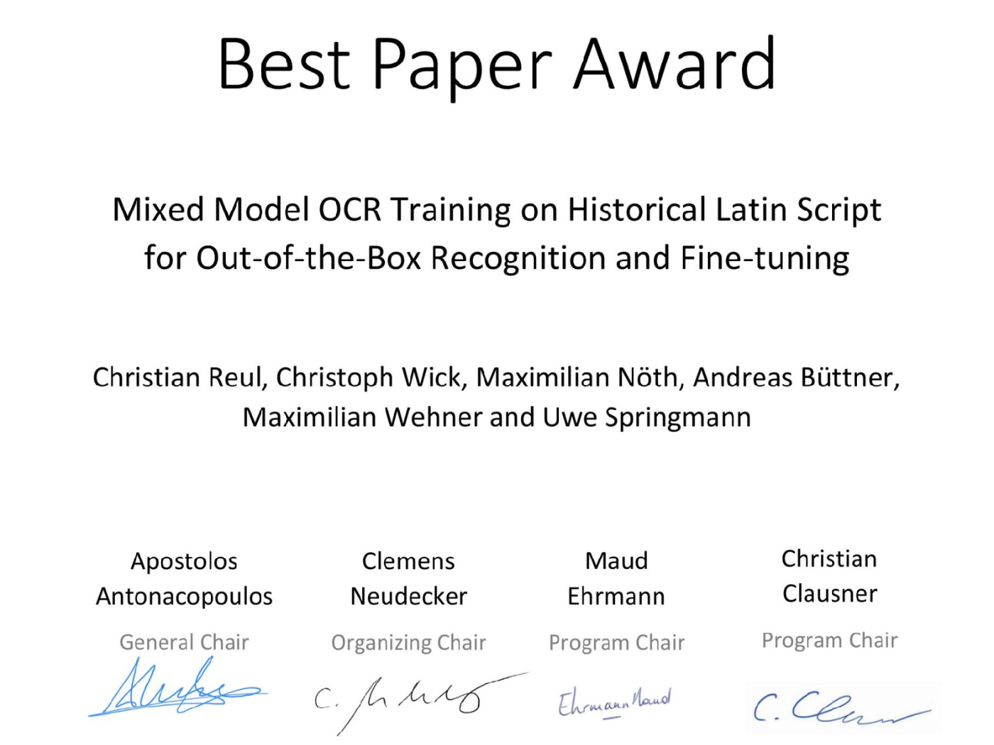 Best Paper Award