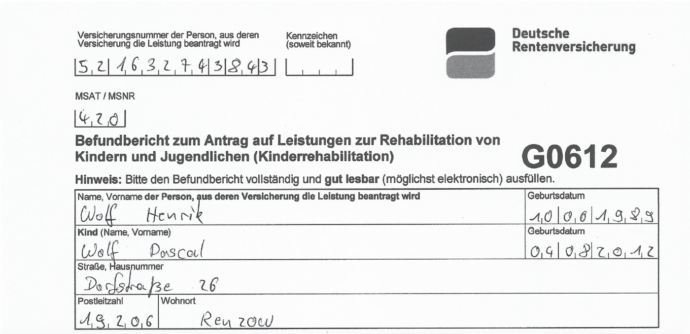 Form before redaction