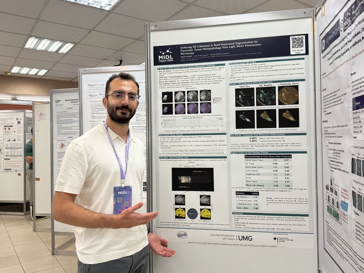 Yousif Hashisho presenting his poster at MIDL 2026 in Taipei