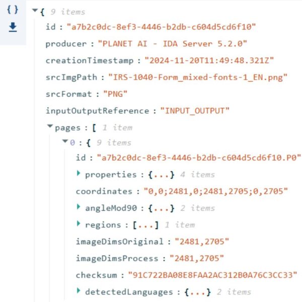 Digital PDF vs. machine-readable JSON format | PLANET AI