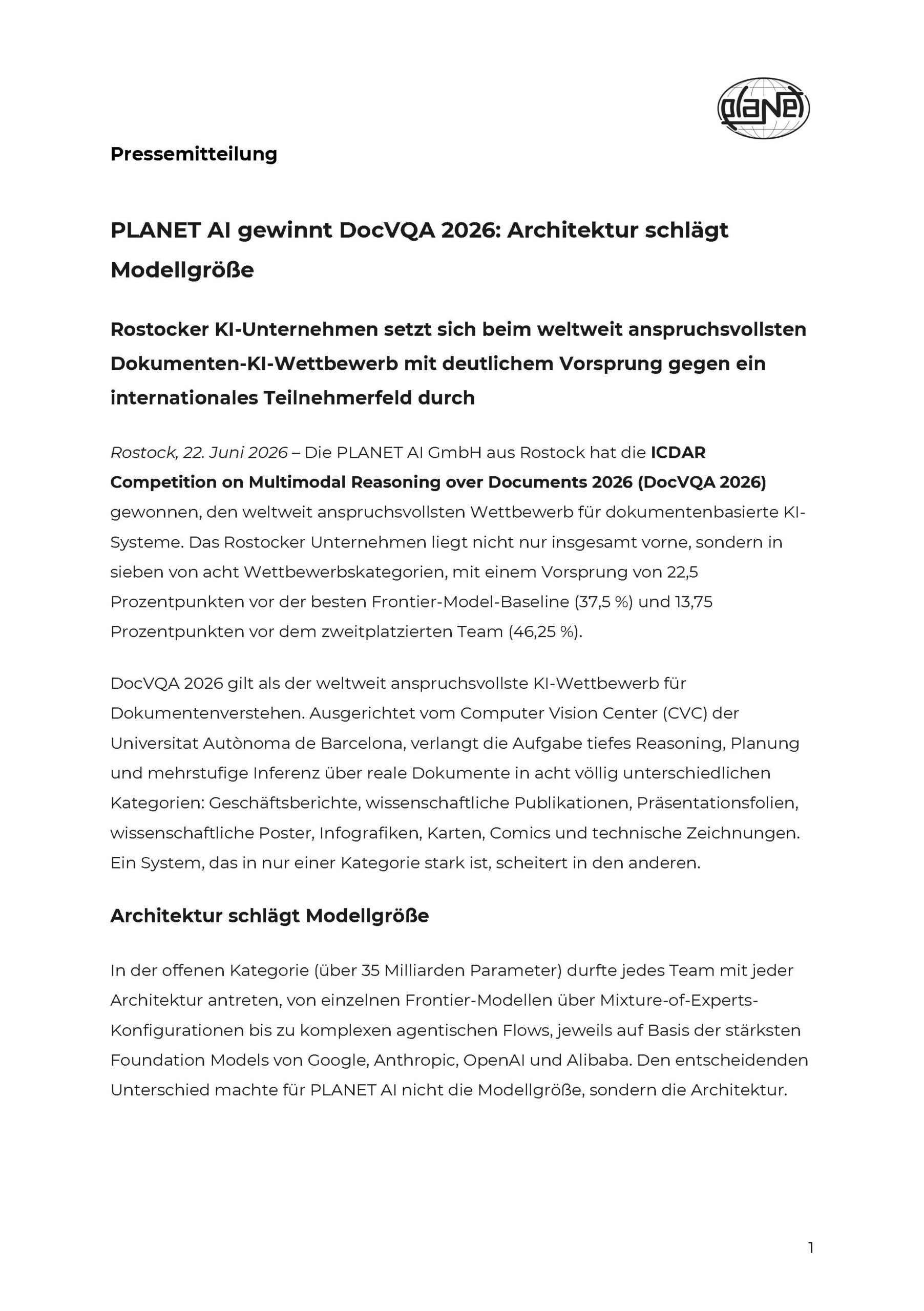 Screenshot Pressemitteilung Fachpresse DocVQA